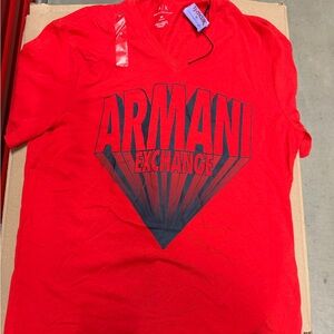 Armani Exchange Bold Red Graphic Men's Shirt